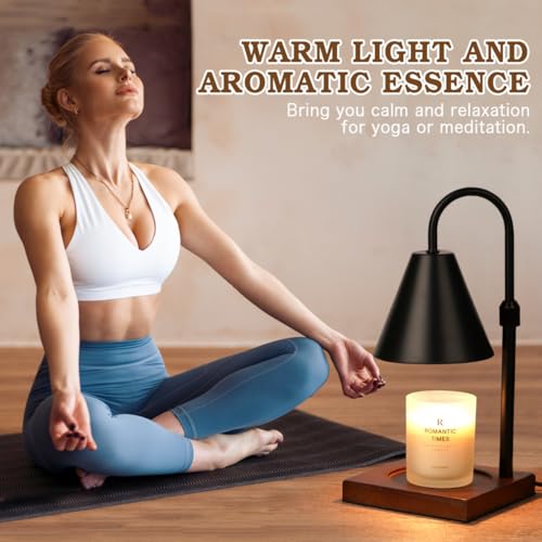 Modern Candle Warmer Lamp with Timer, Dimmable Candle Lamp Warmer, Men Women for Birthday Gifts, Valentines Day Gifts, Black Candle Warmer, Adjustable Candle Light, Cozy Living Room Bedroom Home Decor