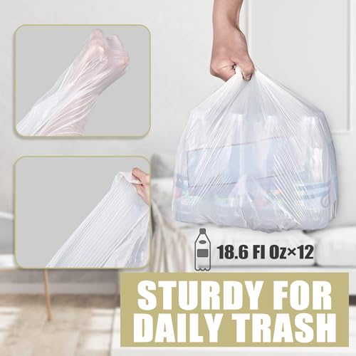 Small Trash Bags 4 Gallon - 100 Count 4 Gallon Trash Bag, Small Garbage Bags for Office Bedroom Bathroom Trash Bags, White 4 Gal Small Trash Can Liners