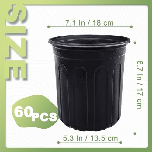 Anyumocz 60 Pcs 1 Gallon Flexible Plant Nursery Pots,Thickened Soft Plastic Seedling Pot with Holes,Flower Plant Container for Succulents,Cuttings,Transplanting,Home Garden(Black)