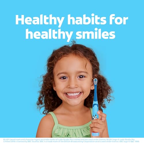 Colgate Kids Bluey Toothbrush and Kids Toothpaste Gift Set, Includes Bluey-Themed Battery Toothbrush, 2 Bubblegum Flavored Fluoride Toothpastes, and 2 Manual Toothbrushes
