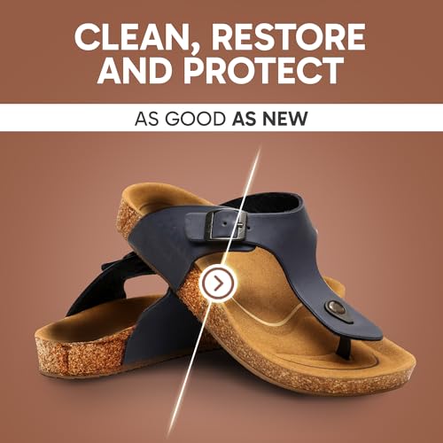 FORTIVO 4-in-1 Sandal and Shoe Cleaning Kit for Birkenstock – Premium Care Kit Safe for Leather, Suede, Nubuck & Cork - Includes Sealer, Protector Spray, Cleaner & Brush