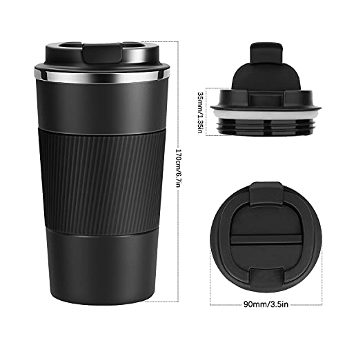 17oz Travel Coffee Cups Insulated Mug Thermal Tumbler to Go with Lid Leak Proof Reusable Stainless Steel Coffee Mug Spill Proof for Hot and Iced Cold Drinks (Purple, 510ml)