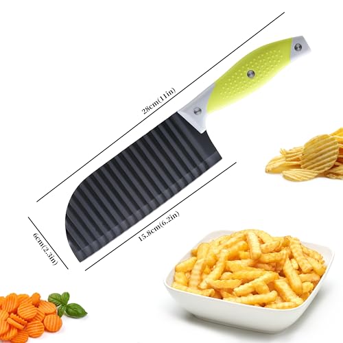 VRUIFA French Fry Cutter for Wave Fries, Crinkle Cutter for Veggies, Potatoes, Cucumber, Carrot and Fruit, with Non-slip Handle, Dishwasher Safe