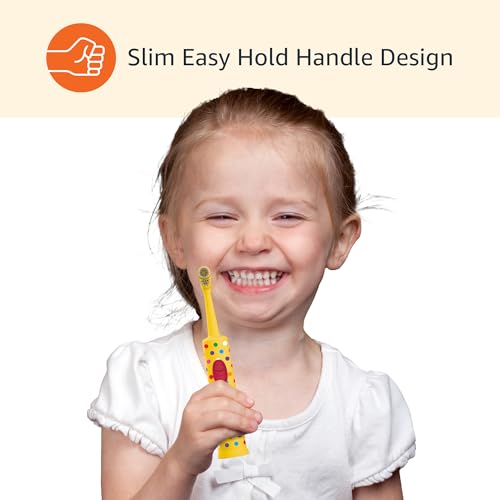 Basics Kids Electric Toothbrush, Battery Powered, Soft Bristles, Oscillating Brush Head, Ages 4+, 2 Count, 1-Pack (Previously Solimo)