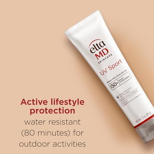 EltaMD UV Sport Sunscreen Lotion SPF 50 - Face and Body Sunscreen SPF 50, Water & Sweat Resistant, Zinc Oxide Formula for Active Lifestyles