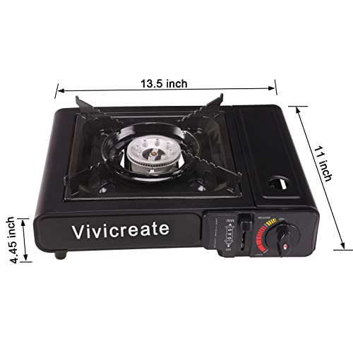 Vivicreate Portable Butane Stove 8500 BTU, Butane Stove with Auto Ignition for Camping, Lightweight Portable Gas Stove Burner with Safety Lock, Butane Burner, Estufa de Gas Portatil(Black)
