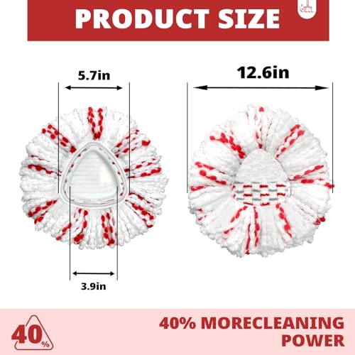 [2026 New Version] Mop Head Replacement - 40% More Cleaning Power, 3 Pack Spin Mop Replacement Head for Easy Wring 1-Tank System, Easy Cleaning, Microfiber and Machine Washable