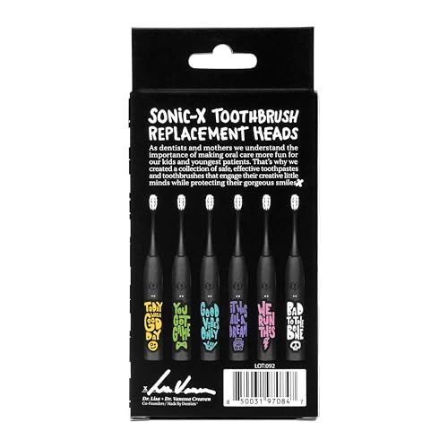 Made By Dentists Sonic X Replacement Heads – 6 Brush Heads (2x3 Packs), Soft Bristles for Kids and Teens, 18 Months Supply, Fits Only Sonic X Electric Toothbrushes