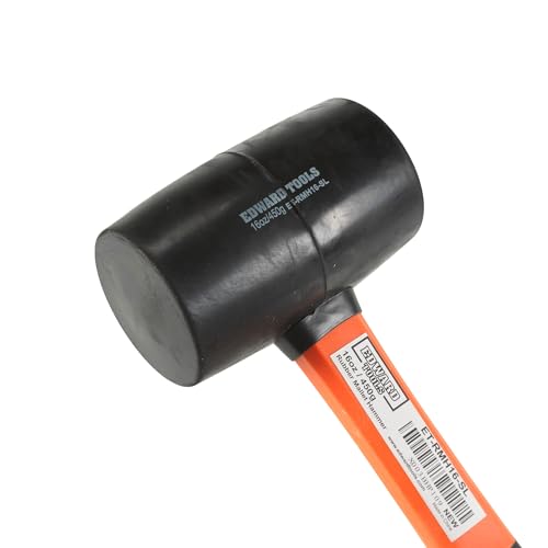 Edward Tools Rubber Mallet Hammer 16 oz - Durable Eco-friendly Rubber Hammer Head for Camping, Flooring, Tent Stakes, Woodworking, Soft Blow Tasks without Damage - Ergonomic Grip Handle