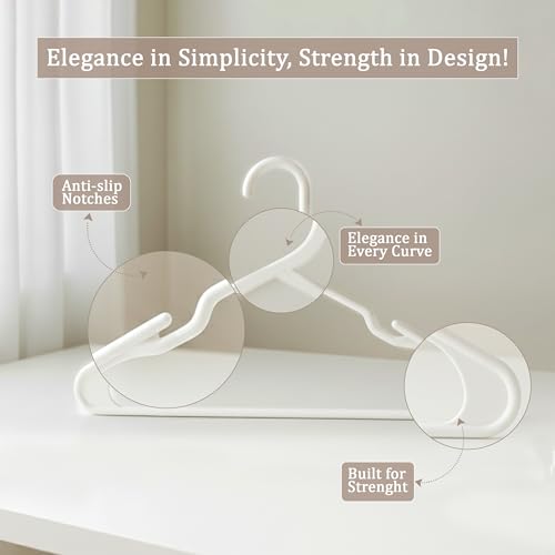 Utopia Home - Plastic Hangers 50 Pack - Space Saving Clothes Hanger - Durable and Strong Closet Organizers and Storage Makes It Ideal Stocking Stuffers or Apartment or Dorm Room Essentials (White)