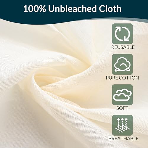 6-Pack Beige Cheesecloth, 20x20 Inch Hemmed Cheese Cloth for Straining, Reusable Unbleached Cotton Strainer for Cooking, Baking, Juicing, and Cheese Making (Grade 100)