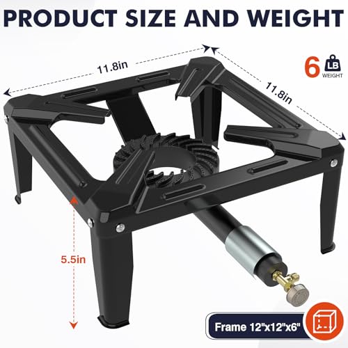 Llamaviva Portable Propane Camping Stove - Single Burner Outdoor Gas Stove for Wok Cooking, Seafood Boil & Tailgating, Heavy Duty Steel Propane Burner with 4ft Hose, Estufas de Gas, Portable Stove