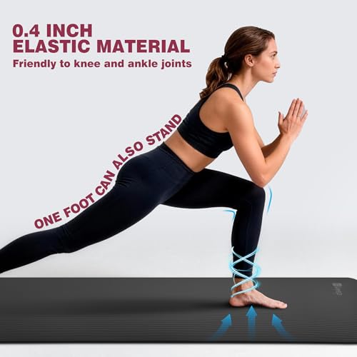 KEEP Extra Thick NBR Yoga Mat for Women & Men, 10mm Thick, 72”x24” Large Exercise Mat with Non-Slip Workout Mat for Yoga, Pilates, Stretching, Meditation – Wide & Cushioned Fitness Mat