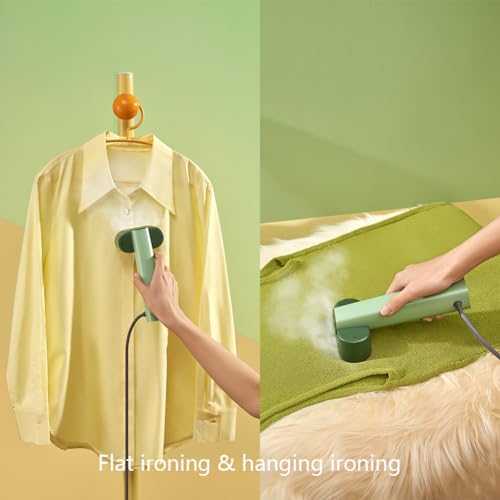 G6 Steamer for Clothes Portable 2-in-1 Travel Steamer Iron for Clothes, Just 0.7lbs Lightly, 10 Minutes of Continuous Steam, 900W Light Steamer for travel and home (green)