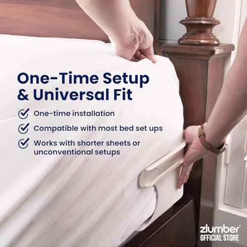 The Original USA Patented ZlumberLock – Secure Sheet Holder with Heavy-Duty Mattress Straps – No More Loose Bedding, Universal Fit, Easy One-Time Installation