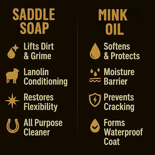 Leather Boot Care Kit – Mink Oil, Saddle Soap for Leather, Applicators & Cloth – Leather Care Kit, Boot Leather Care Kit, Leather Shoe Care Kit for Cowboy Boots, Work Boots, Shoes, and Tack