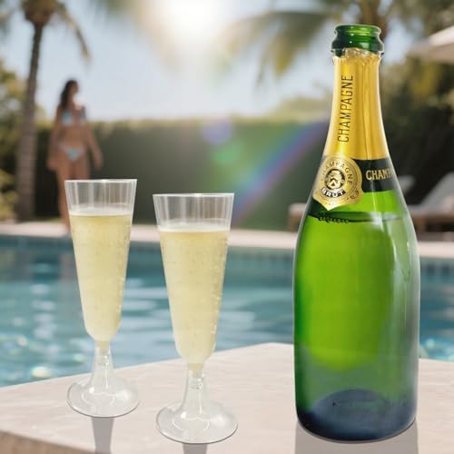 Champagne Flutes Plastic,25 Pack Disposable Champagne Glasses,Clear Stemless Shot Cocktail Martini Wine Glasses,New Years Party Wedding Birthday Decorations Water Juice Drinking Cups
