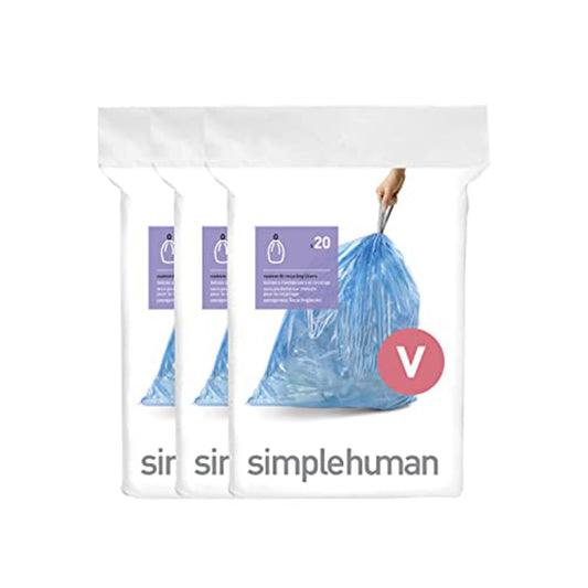 simplehuman Code V 60 Count Custom Fit Liners, Drawstring Kitchen Trash Bags, One-by-One Mess-Free Dispense, Extra Thick & Double Seamed, 50% PCR Plastic, 16-18 Liter / 4.2-4.8 Gallon, Blue