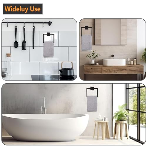 Towel Ring - Thicken SUS 304 Stainless Steel Towel Holder, Towel Racks for Bathroom, Square Modern Design Hand Towel Holder, Contemporary Hand Towel Bar - Matte Black