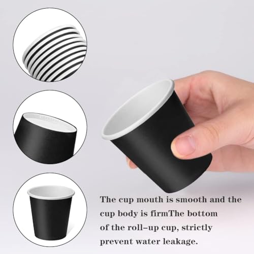 100 Pack 3 oz Disposable Paper Cups, Black Bathroom Cups, Disposable Mouthwash Cups, Small Paper Cups for Bathroom Travel Picnics