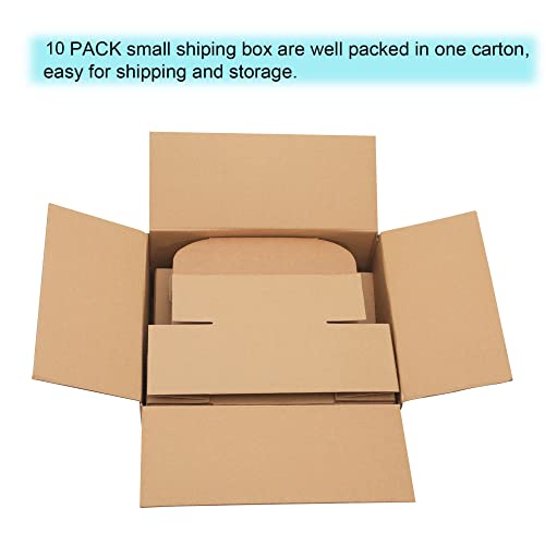 10 Pack Small Shipping Boxes 6x4x3'' Corrugated Small Cardboard Boxes for Shipping, Recyclable Packaging Boxes for Business, Mailer, Gift Packing, Crafts Packing, Jewelry Box, Brown