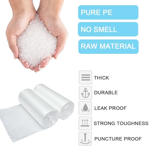 3 Gallon Small Clear Bathroom Trash Bags, Office Wastebasket Liners Garbage Bags for Restroom, Home Bins, 100 Counts
