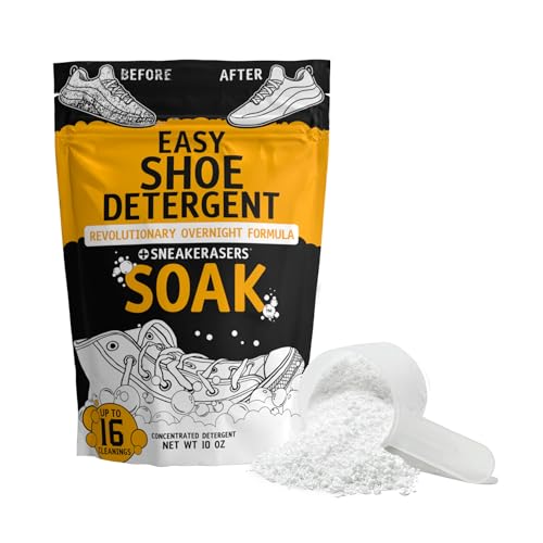 SneakERASERS Overnight Soak, Shoe and Sneaker Cleaner, Easy Detergent for Sneakers athletic shoes, and more. No fuss!