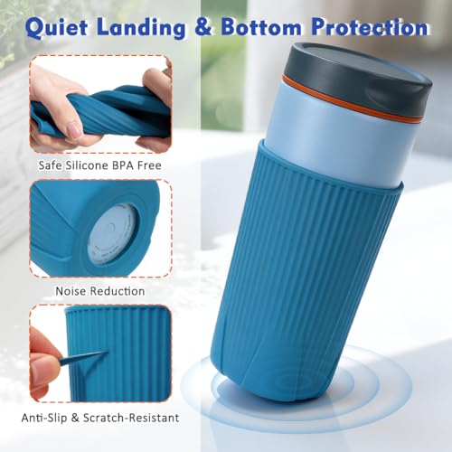 YQL 2-Pack Silicone Water Bottle Boot for Owala 20oz SmoothSip Slider Tumbler – Half-Wrap Protective Cup Sleeve, Anti-Slip Silicone Base for Travel Mug, Reusable & Dishwasher Safe (Blue)