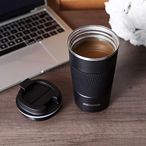 GEMFUL 17oz Travel Coffee Mug To Go Cup with Lid Stainless Steel Insulated Reusable Tumbler Leak Proof Coffee Lovers Gifts for Hot Cold Drinks Women Men Office Car (Blue)