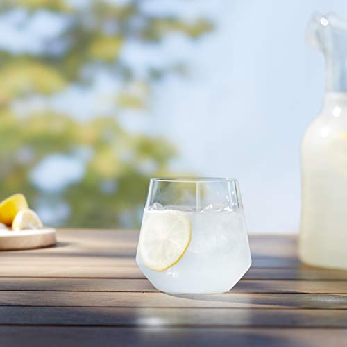 Basics Tritan Glasses, Dishwasher Safe, BPA-Free Plastic, Stemless Wine, Shatterproof, Looks Like Glass, 14-oz, Clear, Set of 4