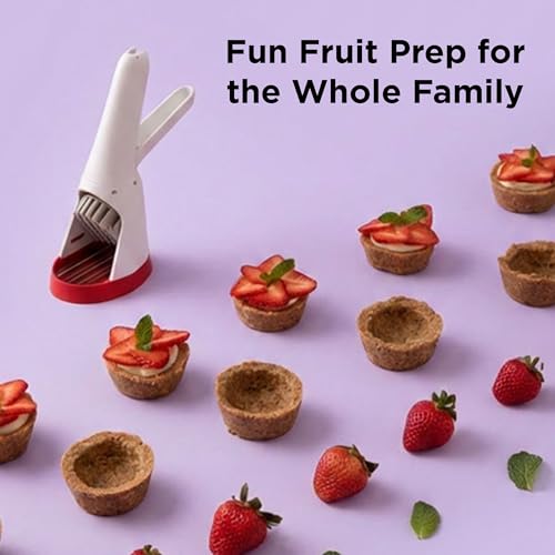 Chef'n Hand-Held Slicer Strawberry Slicester, Updated Design, Cherry/Meringue (102-712-400)