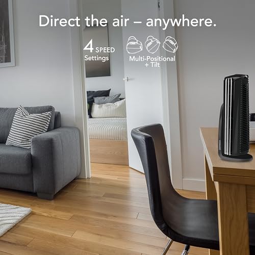 Vornado Duo Small Room Tower Air Circulator Fan, Black, 14 In.