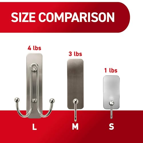Command Large Double Bathroom Wall Hook, Damage-Free Hanging with Adhesive Strip, Great for Hanging Bath Towels, 1 Satin Nickel Wall Hook and 1 Water-Resistant Strip, Holds up to 4 lb