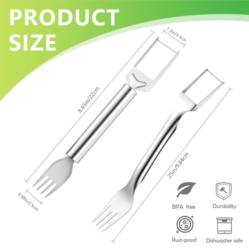 2-in-1 Stainless Steel Fruit Cutter, Watermelon Fork Slicer Tool, Dual Head Watermelon Slicer and Fork for Fruit Cubes, Kitchen Fruit Cutting Tool (1Pack, A)
