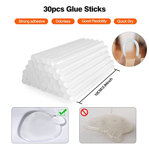 SHJADE Mini Hot Glue Gun Kit with 30 Glue Sticks - Fast Preheating Hot Melt Gun, High Temp for School Crafts DIY Arts and Quick Home Repairs(White)