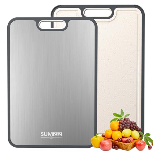 Titanium Cutting Board for Kitchen, Cutting Board Double Sided Food Grade, Pure Titanium/PP, Easy to Clean Large Size 16”×11”