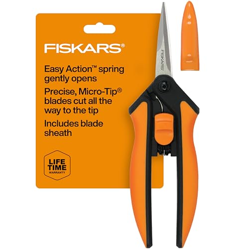 Fiskars 6" Pruning Scissors for Flower Stems, Herbs, Buds, and Small Plants, Garden Snips with Stainless Steel Blades, Gardening Trimmers with Comfortable Handle