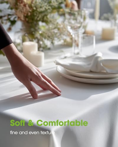Pureegg Rectangle Table Cloth 60" x 84" – Durable Polyester Tablecloth Offers Reusable & Washable Protection, Ideal for Outdoor Party, Picnic, Wedding, Banquet and Birthday, 1 Pack, White