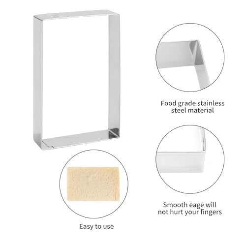 Rectangle cookie cutter ANCKNE Stainless Steel Rectangle Biscuit Molds Square Pastry Molds Fondant Cake Cookie Cutter Set 1 Inch Depth