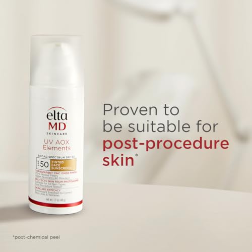 EltaMD UV AOX Elements Tinted Face Sunscreen, SPF 50, 100% Tinted Mineral Sunscreen for Sensitive Skin and Dry Skin with Antioxidants, 1.7 oz Pump