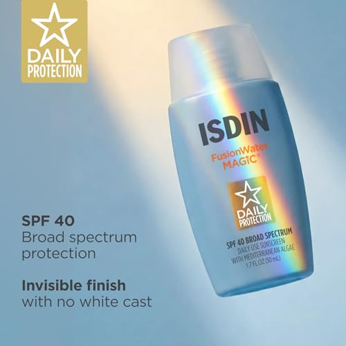 ISDIN Fusion Water MAGIC SPF 40, Lightweight Sunscreen For Face with Hyaluronic Acid and Vitamin E, Ideal for Daily Use, Dermatologist Recommended, Fast Absorbing and Non-Comedogenic