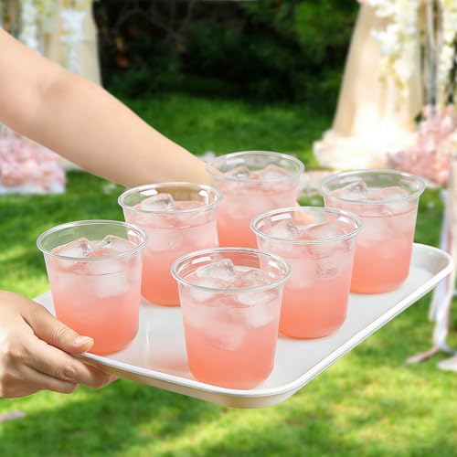 50 Pcs Round Bottom Plastic Cups 12 oz Disposable Stemless Wine Glasses Cocktail Clear Party Cups for Meeting, Wedding, Birthday, Party Supplies