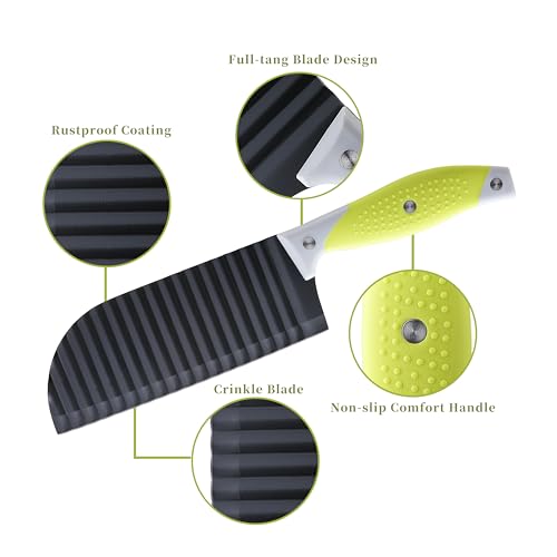 VRUIFA French Fry Cutter for Wave Fries, Crinkle Cutter for Veggies, Potatoes, Cucumber, Carrot and Fruit, with Non-slip Handle, Dishwasher Safe