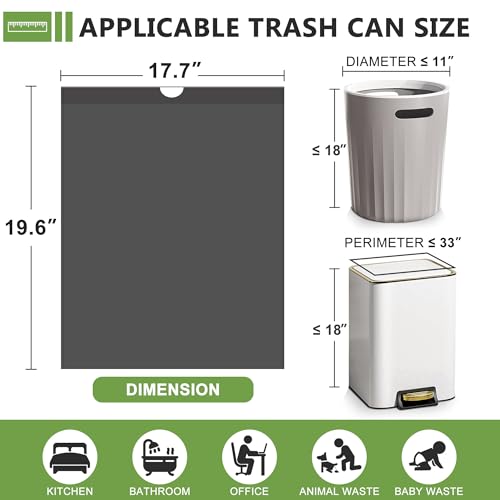 132 Count Small Trash Bags, 4 Gallon Drawstring Garbage Bags, Bathroom Wastebasket Liners, Tear-Free Plastic Bags for Toilet Home Office and Bedroom (Black)