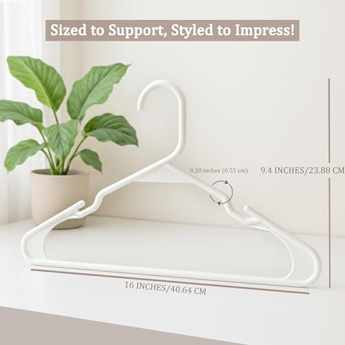 Utopia Home - Plastic Hangers 50 Pack - Space Saving Clothes Hanger - Durable and Strong Closet Organizers and Storage Makes It Ideal Stocking Stuffers or Apartment or Dorm Room Essentials (White)