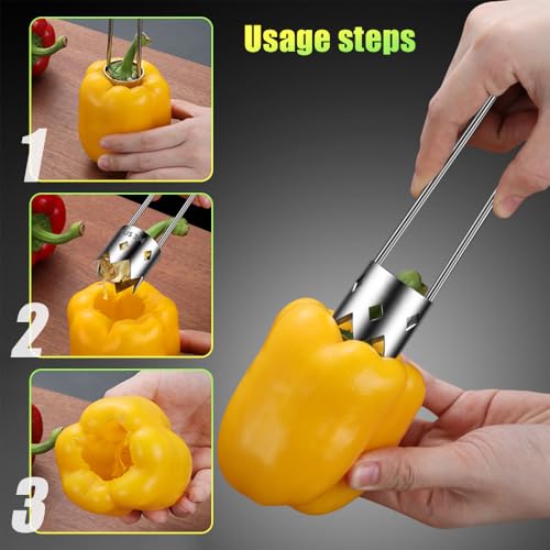 Red Bell Pepper Seed Corer, 2026 Upgraded Reusable Washable Stainless Steel Fruite Cutter Pepper Seed Remover Tool,Tool for Vegetables Fruit Corer Kitchen Gadget (1pc)