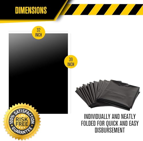 Ultrasac Contractor Trash Bags - (50 Pack/w Ties) - Heavy Duty 3 MIL Thick, 39" x 32", Shorter 33 Gallon Black Version - for Industrial, Commercial, Professional, Construction, Lawn, Leaf, and More