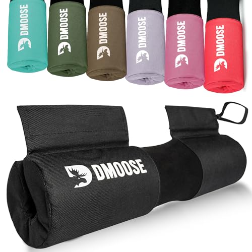 DMoose Fitness Barbell Pad for Hip Thrust, Squat & Lunges - Non-Slip Thick Foam Cushion for Neck and Back Support with Two Straps - Hip Thrust Pad for Leg Day - Fits All Olympic Bars and Smith Machine