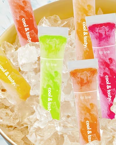 150 Disposable Popsicle Mold Bags with Zip Seals, 8x2" Freezer Tubes for DIY Ice Pops, Yogurt, Juice & Fruit Smoothies - Includes Funnel, BPA-Free, Ice Pop Molds