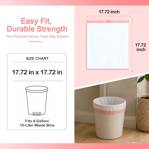 100Ct 4 Gallon Small Trash Bags, Cherry Blossom Garbage Bags, Scented Trash Bags, Odor Resistant with Drawstring
